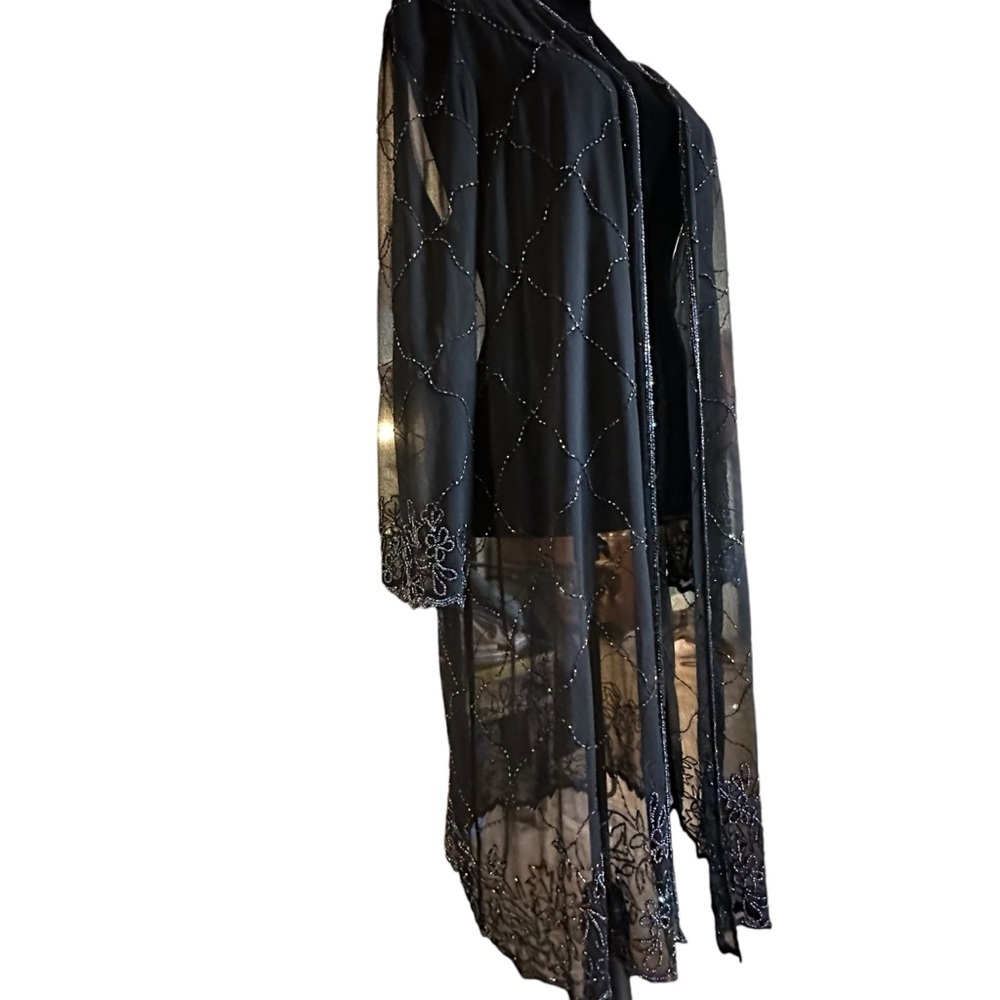Bohemian, Black, Sheer & Beaded, Long Sleeve Cover Up - Picture 5 of 16